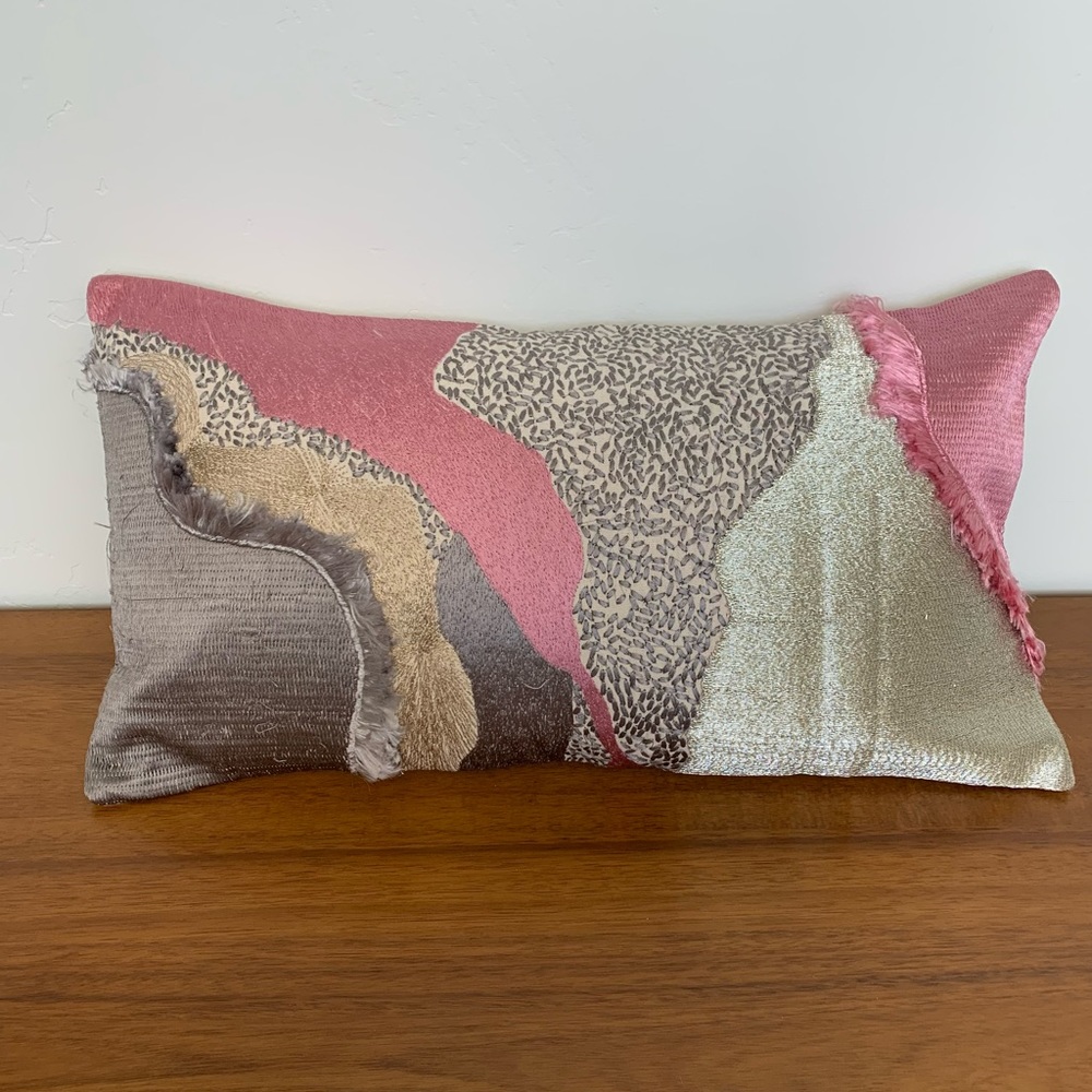 COPY - New West Elm Abstract Textured Accent Throw Pillow Cover 12x21 -Blush/Si…